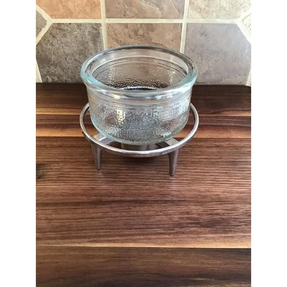 VTG CorningWare Glass Warmer Chrome Stand Tea Light Coffee Pot Charcuterie Table
